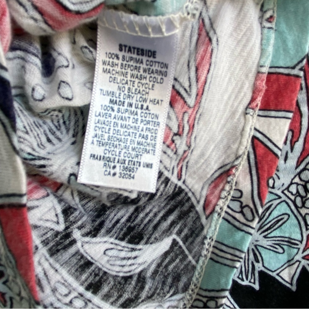 Stateside Floral Print Long Sleeve Supima Cotton T-shirt Med - Picture 7 of 7